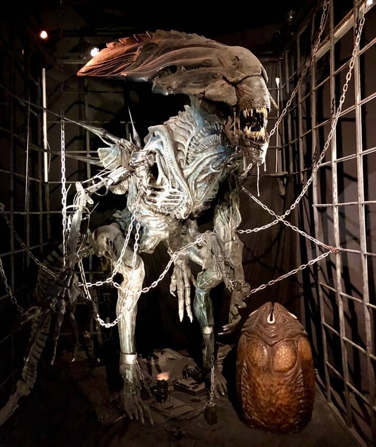 Props of Alien queen and egg from the movie Alien, in the Museum of Cinema and Miniatures in Old Lyon.